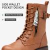 imageVepose Womens 928 Combat Boots Low Heel Mid Calf Military Boots with Card Knife Wallet PocketMilitarybrown