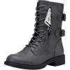 imageVepose Womens 928 Combat Boots Low Heel Mid Calf Military Boots with Card Knife Wallet PocketHigh Combatgrey