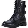 imageVepose Womens 928 Combat Boots Low Heel Mid Calf Military Boots with Card Knife Wallet PocketLeatherblack
