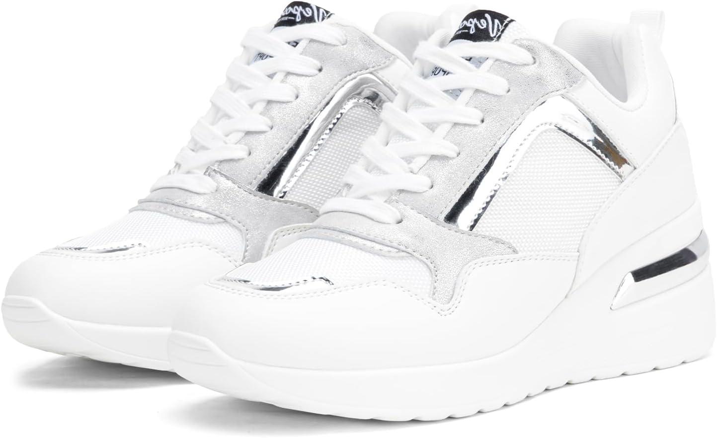 imageVepose Womens Fashion SneakersArch Support Wedge Sneakers for LadySneaker8026awhite