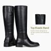 imageVepose Womens 9509 Knee High Boots Low Heel Square Toe Riding Boots Tall Boots with Side ZipperBlack9509