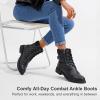 imageVepose Womens 903 Combat Ankle Boots Lace up Comfortable Booties Low HeelBlack Knitting927