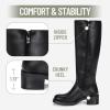 imageVepose Womens Tall Knee High Boots 9565 Dress Chunky Low Heel Fashion Square Toe with Side Zipper Fall Leather Long BootBlackknee High Boots9565