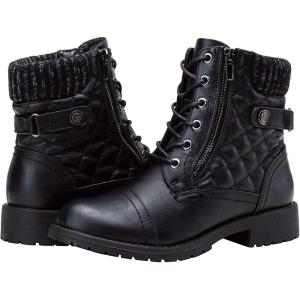 imageVepose Womens 903 Combat Ankle Boots Lace up Comfortable Booties Low HeelBlack Knitting927