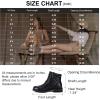 imageVepose Womens 903 Combat Ankle Boots Lace up Comfortable Short Booties Low HeelBlack Leather Pocket903l