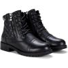 imageVepose Womens 903 Combat Ankle Boots Lace up Comfortable Short Booties Low HeelBlack Leather Pocket903l