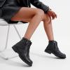 imageVepose Womens 903 Combat Ankle Boots Lace up Comfortable Short Booties Low HeelBlack Leather Pocket903l