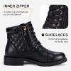 imageVepose Womens 903 Combat Ankle Boots Lace up Comfortable Short Booties Low HeelBlack Leather Pocket903l