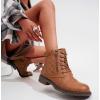imageVepose Womens 903 Combat Ankle Boots Lace up Comfortable Short Booties Low HeelYellow Brown Pocket903