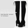 imageVepose Womens Thigh High Over The Knee Boots Suede Fashion Long 35 Inch Heel Boots with ZipperBlackknee High 994