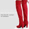 imageVepose Womens Thigh High Over The Knee Boots Suede Fashion Long 35 Inch Heel Boots with ZipperRedknee High 994