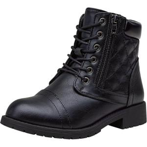 imageVepose Womens 903 Combat Ankle Boots Lace up Comfortable Short Booties Low HeelBlack Pocket903