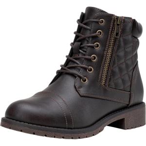 imageVepose Womens 903 Combat Ankle Boots Lace up Comfortable Short Booties Low HeelDark Brown Pocket903