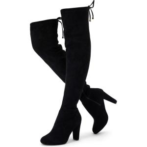 imageVepose Womens Thigh High Over The Knee Boots Suede Fashion Long 35 Inch Heel Boots with ZipperBlackknee High 994