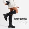 imageVepose Womens Knee High Boots Tall Riding Square Toe Chunky Low Heel Motorcycle Boots with RivetsBlack