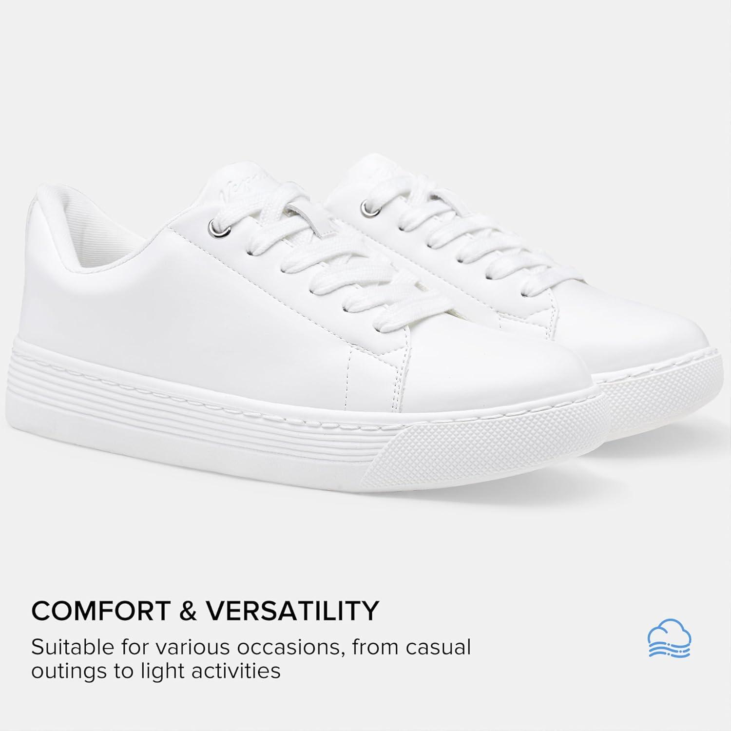 imageVepose Womens 8012 Lace Up Classic Fashion Sneakers Comfortable Cute ShoesWhite