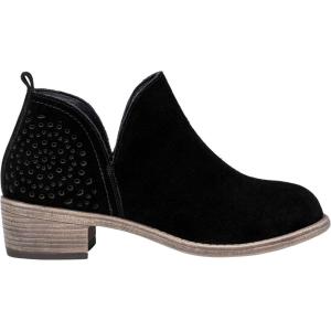 imageVepose Womens Short Ankle Boots Low Heel Western Cutout Perforated BootiesBlack Leather Cutout