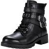 imageVepose Womens 916 Ankle Boots Combat Lace up Short Booties with Inside ZipperLeather Moto Black