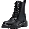 imageVepose Womens 9629 Fashion Combat Ankle Boots Lace up Booties with Inner ZipperCasual9629black