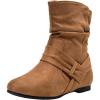 imageVepose Womens Slouch Ankle Flat Boots Fashion Short Low Heel Zipper 939A BootiesCamelzipper 939a