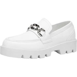 imageVepose Womens 8081 Platform Casual Loafers Black Round Toe Slip On Loafers ShoesWhitefashion Loafers8081