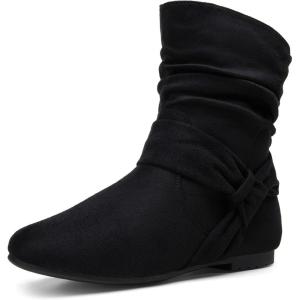 imageVepose Womens Slouch Ankle Flat Boots Fashion Short Low Heel Zipper 939A BootiesBlackzipper 939a
