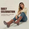 image:imageVepose Cowboy Cowgirl Boots for Women Western Embroidered MidCalf Comfortable Cute Boots Pointed Toe PullOn Low Chunky Heel for Walk Country Concert Theme Party Dance and Rodeo 9802Vintage9802brown