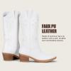 image:imageVepose Cowboy Cowgirl Boots for Women Western Embroidered MidCalf Comfortable Cute Boots Pointed Toe PullOn Low Chunky Heel for Walk Country Concert Theme Party Dance and Rodeo 9802Trendy9802white