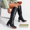 image:imageVepose Knee High Boots Women Chunky Square Toe Tall Fashion Low Heel Boots with Inside Zipper and Wallet PocketBlackfashion9572