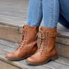 image:imageVepose Womens Combat Boots Low Heel Mid Calf Military Boots with Card Knife Wallet PocketMilitarybrown