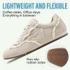 image:imageVepose Womens Fashion Sneakers Dressy Casual Square Toe Lace Detail Retro Tennis Shoes Comfortable Walking 8205 TrainersBeige Suede
