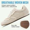 image:imageVepose Womens Fashion Sneakers Dressy Casual Square Toe Lace Detail Retro Tennis Shoes Comfortable Walking 8205 TrainersBeige Woven