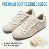 image:imageVepose Womens Fashion Sneakers Dressy Casual Square Toe Lace Detail Retro Tennis Shoes Comfortable Walking 8205 TrainersBeige Woven