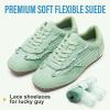 image:imageVepose Womens Fashion Sneakers Dressy Casual Square Toe Lace Detail Retro Tennis Shoes Comfortable Walking 8205 TrainersGreen Woven