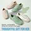 image:imageVepose Womens Fashion Sneakers Dressy Casual Square Toe Lace Detail Retro Tennis Shoes Comfortable Walking 8205 TrainersGreen Woven
