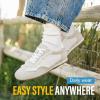 image:imageVepose Womens Fashion Sneakers Dressy Casual Square Toe Lace Detail Retro Tennis Shoes Comfortable Walking 8205 TrainersWhitegrey Woven