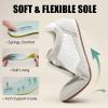image:imageVepose Womens Fashion SneakersCasual Walking Square Toe 8203 Comfortable Vintage Breathable Woven Raffia ShoesWhite Grey