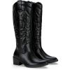 image:imageVepose Womens Tall Cowboy Boots Knee High Cowgirl Low Heel Comfy Boots for LadiesVintage Cowboy9810black