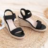 image:imageVepose Womens Wedge Sandals Platform Espadrilles Sandal Slip On Open Toe with Ankle Strap Comfortable Low Heel Summer Dressy 881 ShoesBlack