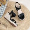 image:imageVepose Womens Wedge Sandals Platform Espadrilles Sandal Slip On Open Toe with Ankle Strap Comfortable Low Heel Summer Dressy 881 ShoesBlackpu