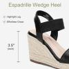 image:imageVepose Womens Wedge Sandals Platform Espadrilles Sandal Slip On Open Toe with Ankle Strap Comfortable Low Heel Summer Dressy 881 ShoesBlackpu