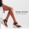 image:imageVepose Womens Wedge Sandals Platform Espadrilles Sandal Slip On Open Toe with Ankle Strap Comfortable Low Heel Summer Dressy 881 ShoesBlackpu