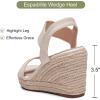 image:imageVepose Womens Wedge Sandals Platform Espadrilles Sandal Slip On Open Toe with Ankle Strap Comfortable Low Heel Summer Dressy 881 ShoesNude