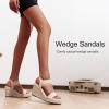 image:imageVepose Womens Wedge Sandals Platform Espadrilles Sandal Slip On Open Toe with Ankle Strap Comfortable Low Heel Summer Dressy 881 ShoesNudepu