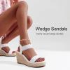 image:imageVepose Womens Wedge Sandals Platform Espadrilles Sandal Slip On Open Toe with Ankle Strap Comfortable Low Heel Summer Dressy 881 ShoesWhite