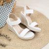 image:imageVepose Womens Wedge Sandals Platform Espadrilles Sandal Slip On Open Toe with Ankle Strap Comfortable Low Heel Summer Dressy 881 ShoesWhitepu