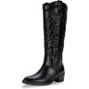 image:imageVepose Womens Tall Cowboy Boots Knee High Cowgirl Low Heel Comfy Boots for LadiesVintage Cowboy9810black