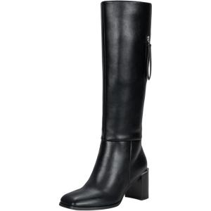 image:imageVepose Knee High Boots Women Chunky Square Toe Tall Fashion Low Heel Boots with Inside Zipper and Wallet PocketBlackfashion9572