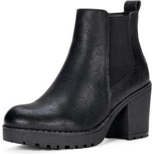 image:imageVepose Womens Ankle Chunky Heeled Boots Platform Chelsea Retro Short 999 Booties with ZipperLeather999black