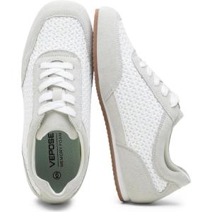 image:imageVepose Womens Casual Breathable Fashion Sneakers 8206 Trendy Lightweight Vintage Mesh Shoes Lace up TrainersWhite Grey